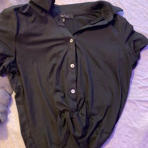 Black Button Up Crop Top